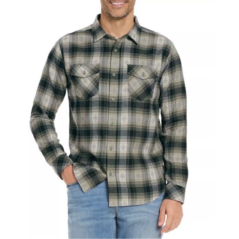 Hurley Brushed Plaid Flannel Button Up Shirt Long Sleeve Black/Gray Men's Small